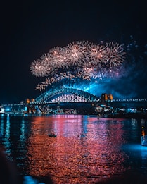 fireworks display near bridge