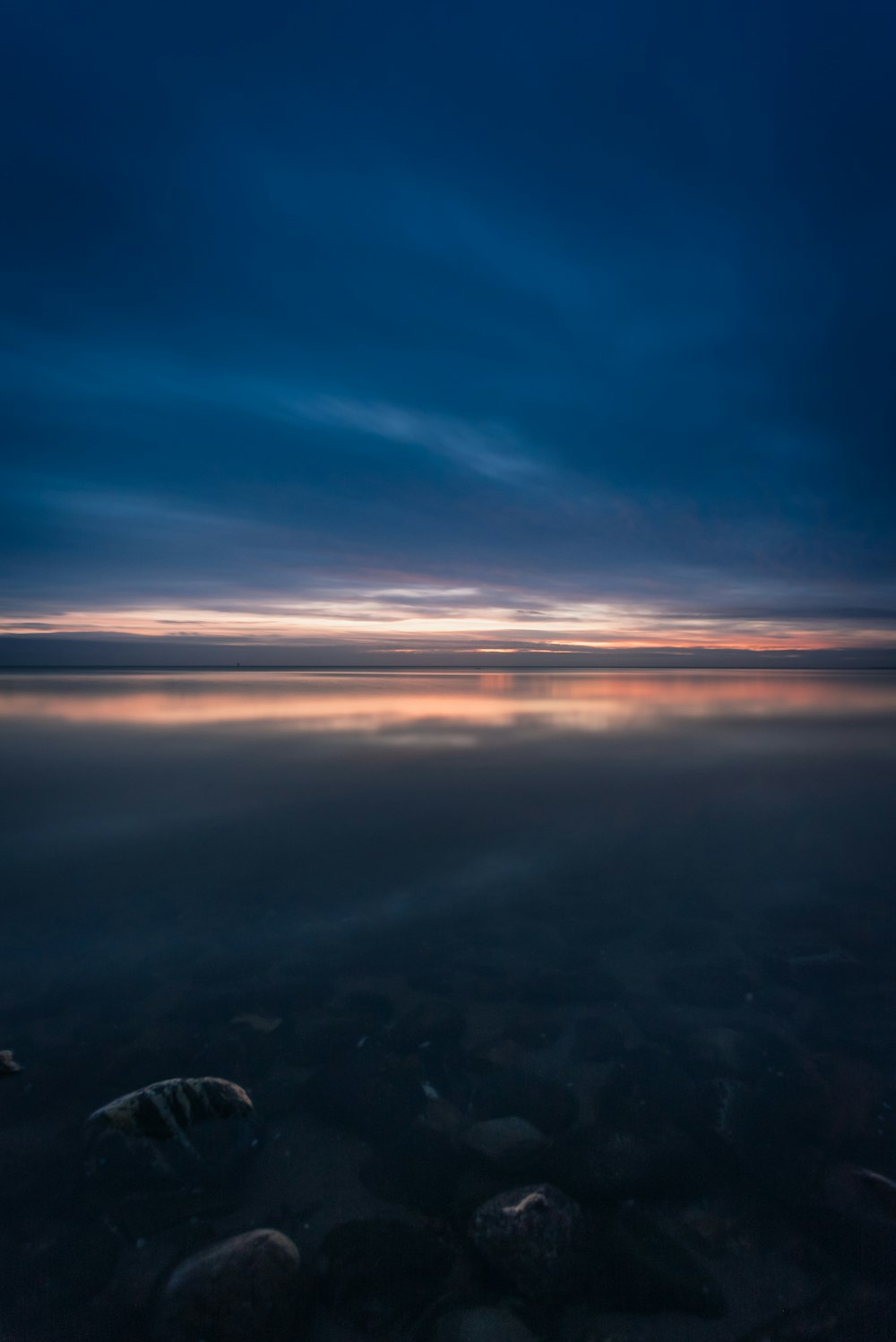 body of water at night