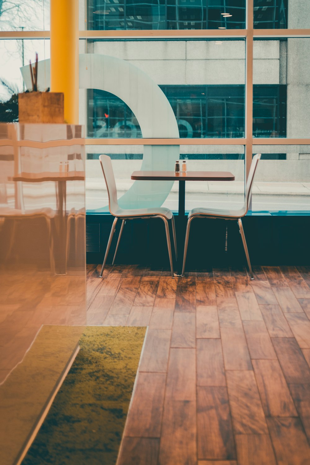 empty chairs and table inside building