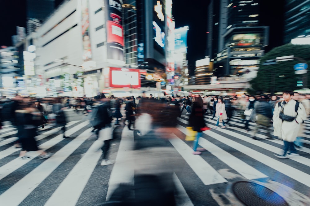 people on Shibuya Crossing at night