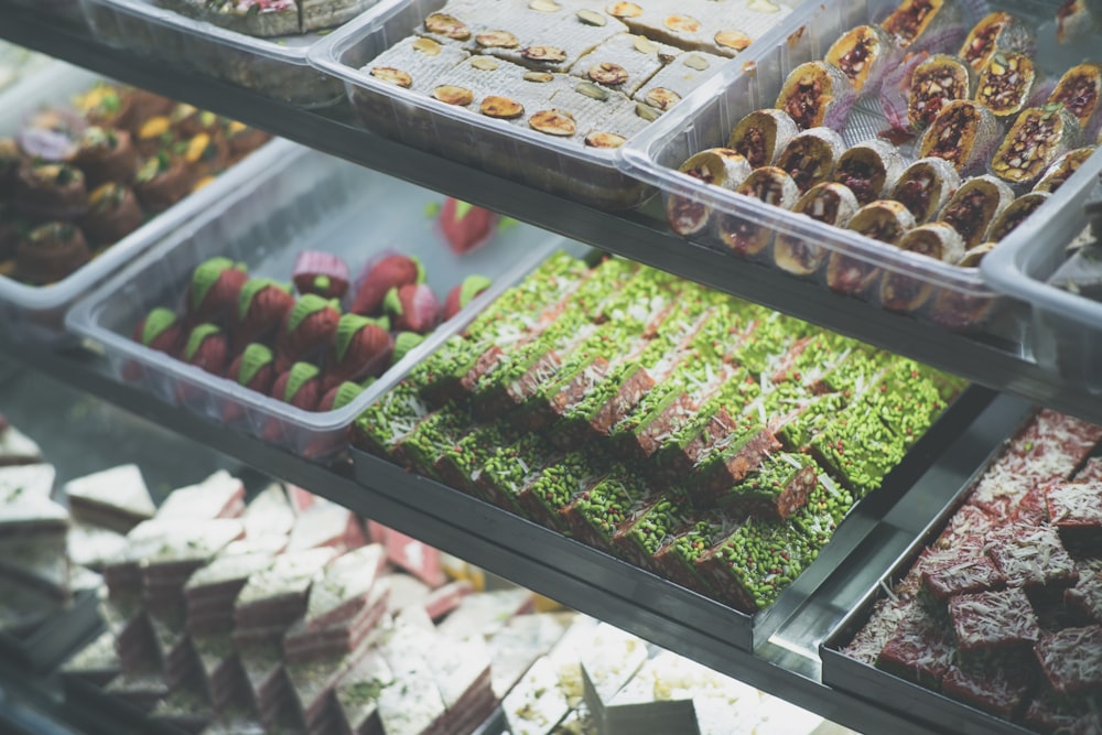 variety of cookies on trays