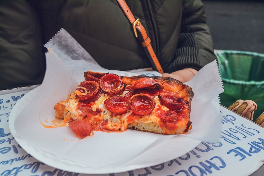 Pepperoni pizza on plate