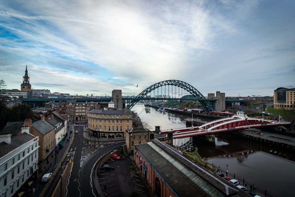 body of water over bridge under blue sky