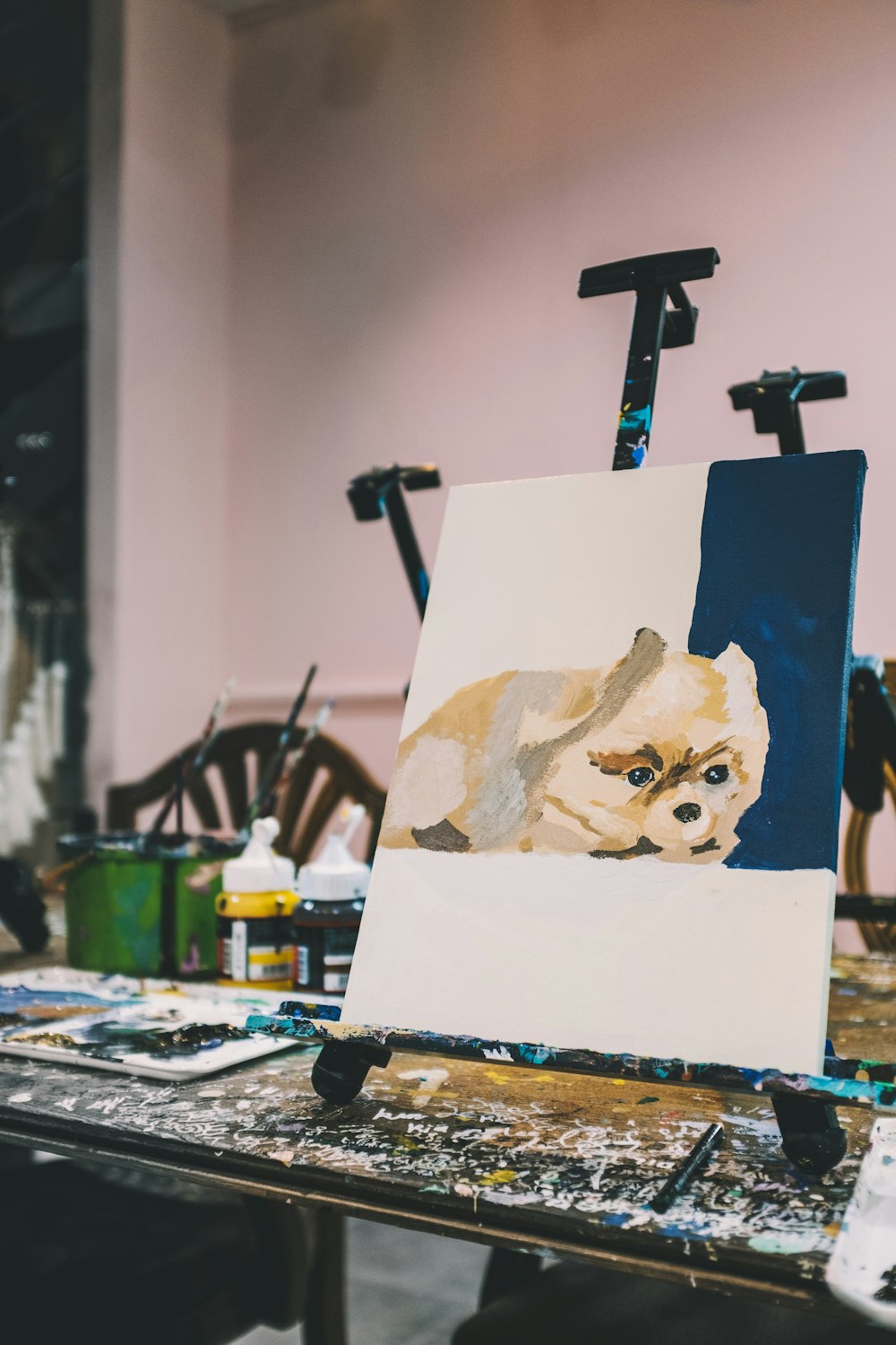 white dog painting
