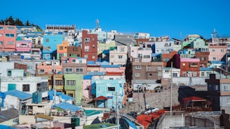 assorted-color houses during day time