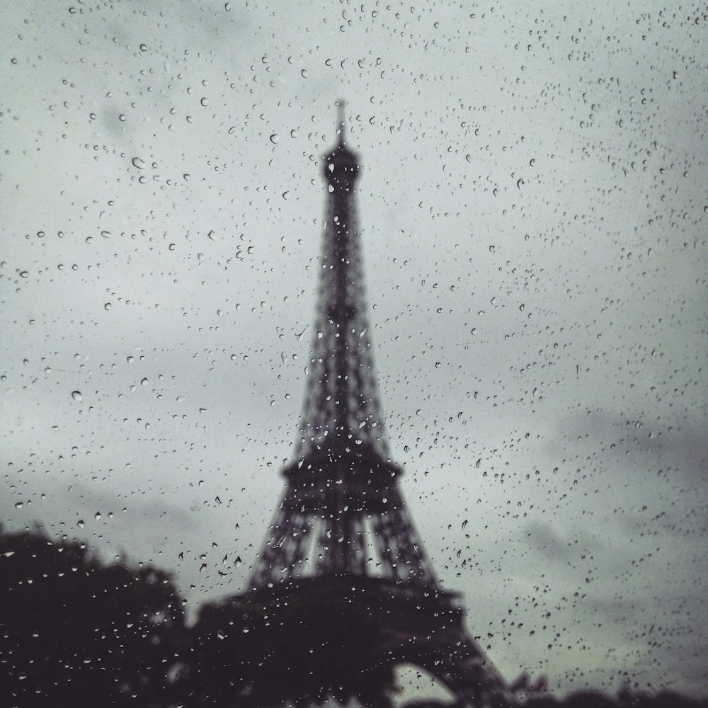 Eiffel Tower viewed on glass