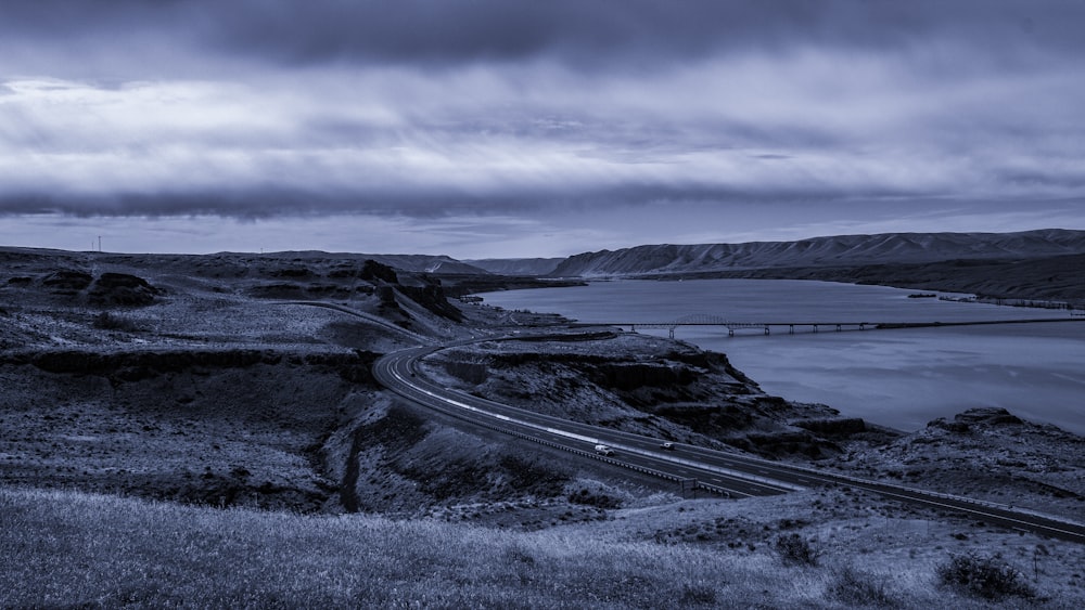 concrete road near bridge