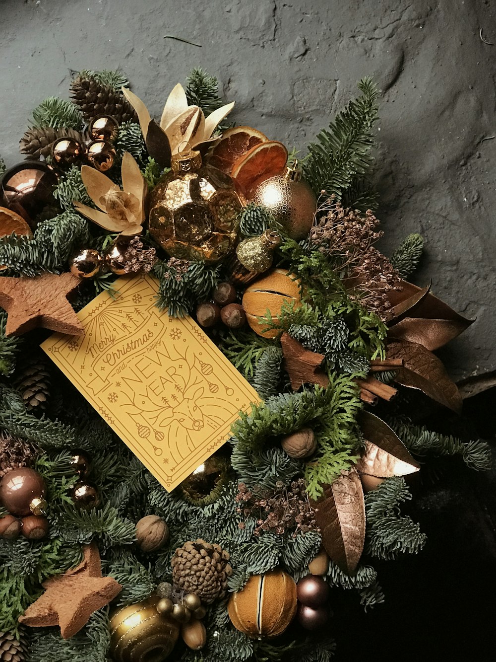 gray and brown wreath