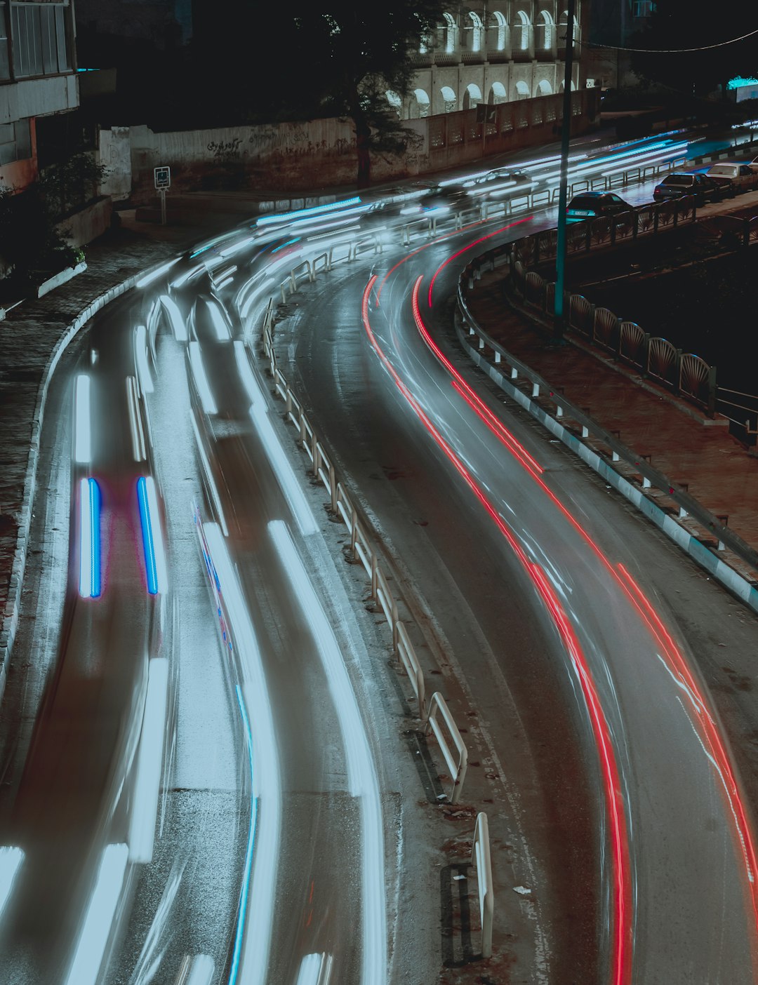 time-lapse photography of road at night