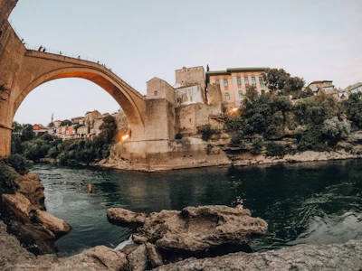 brown concrete arch bridge Bosnia and Herzegovina