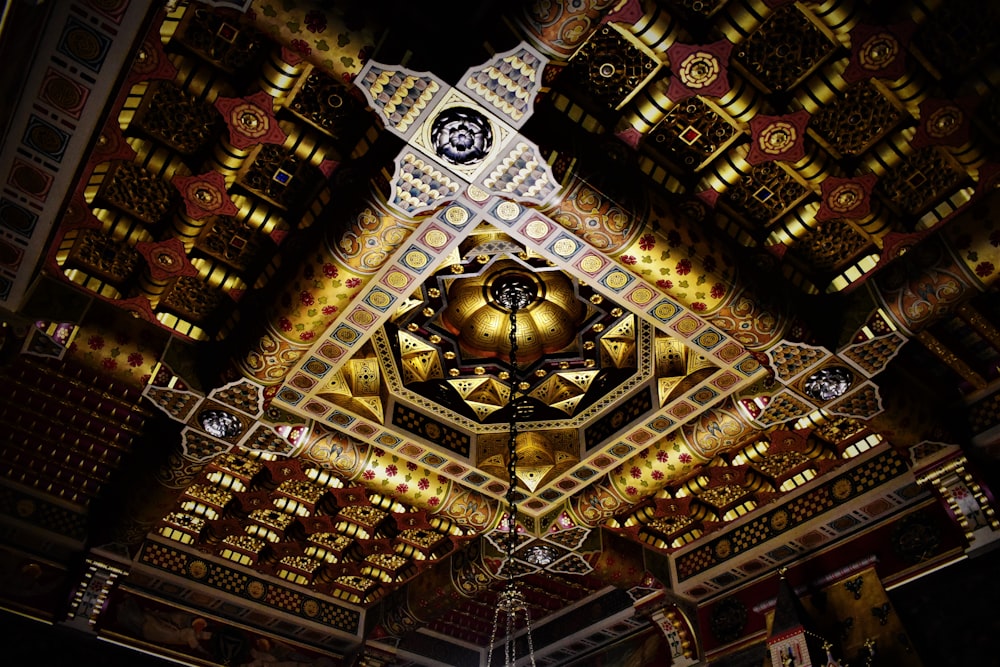 indoor view of lighted roof building