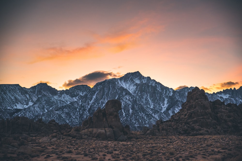 gray mountain during golden hour