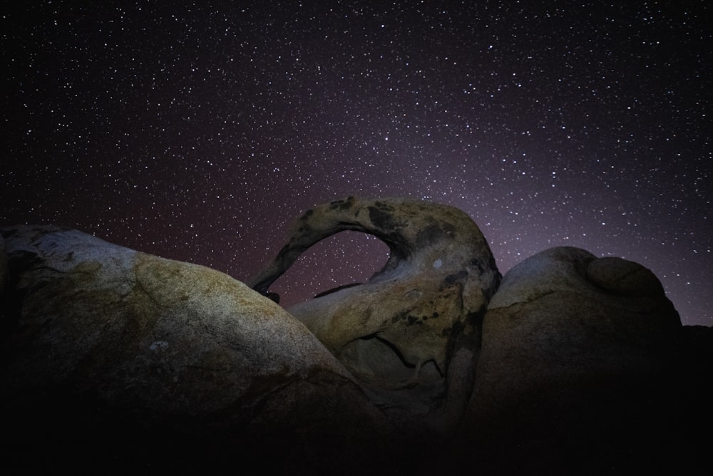 Delicate Arches during nighttime