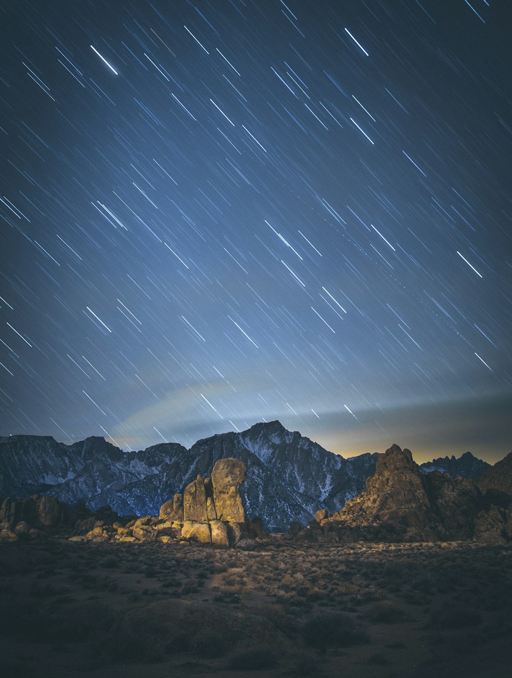 time lapse photography of fault block mountain during nighttime