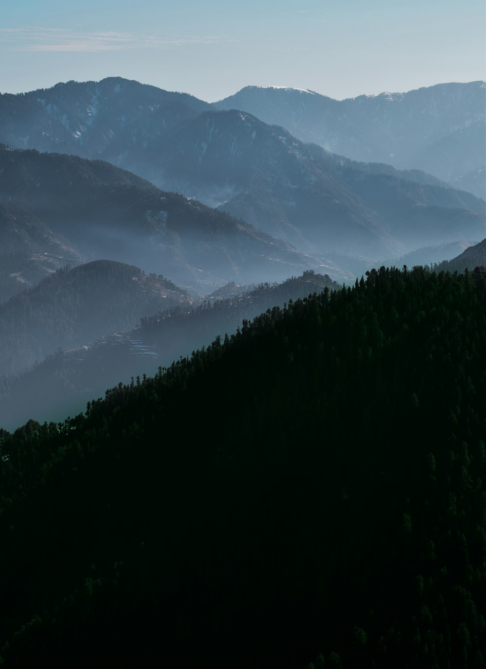 mountain with fog