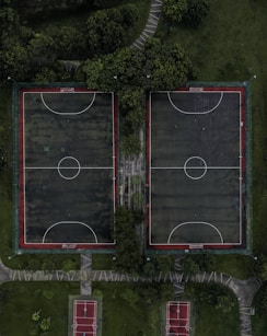 aerial photography of basketball courts