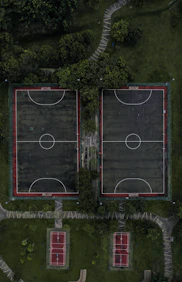 aerial photography of basketball courts