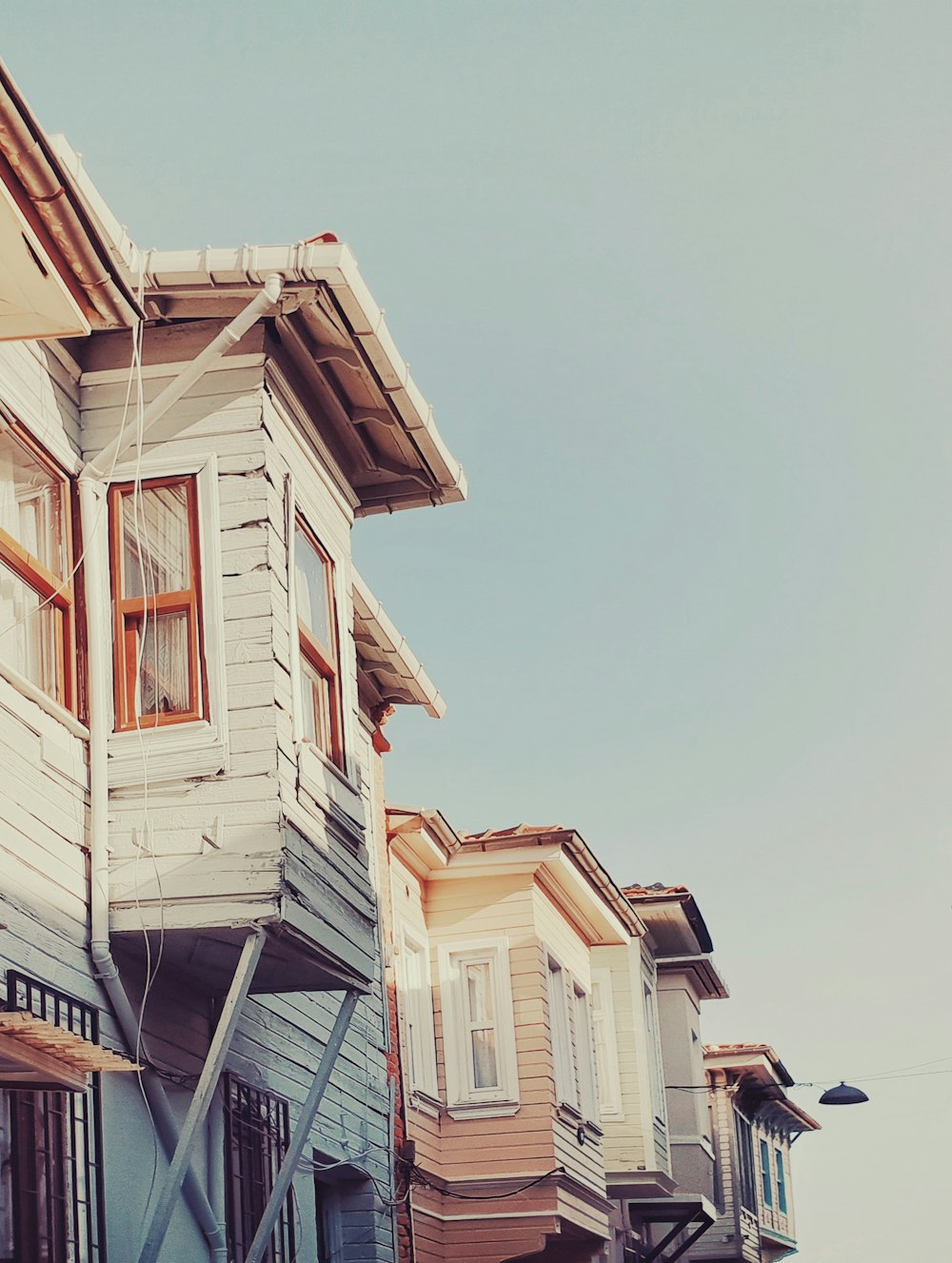 white and blue wooden house