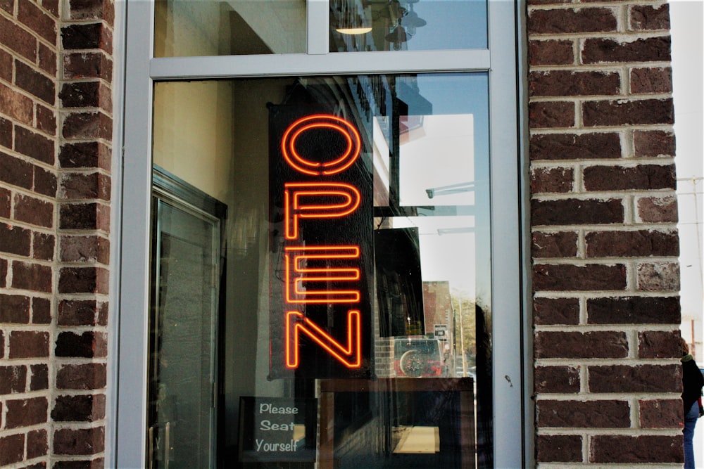 open neon light sign