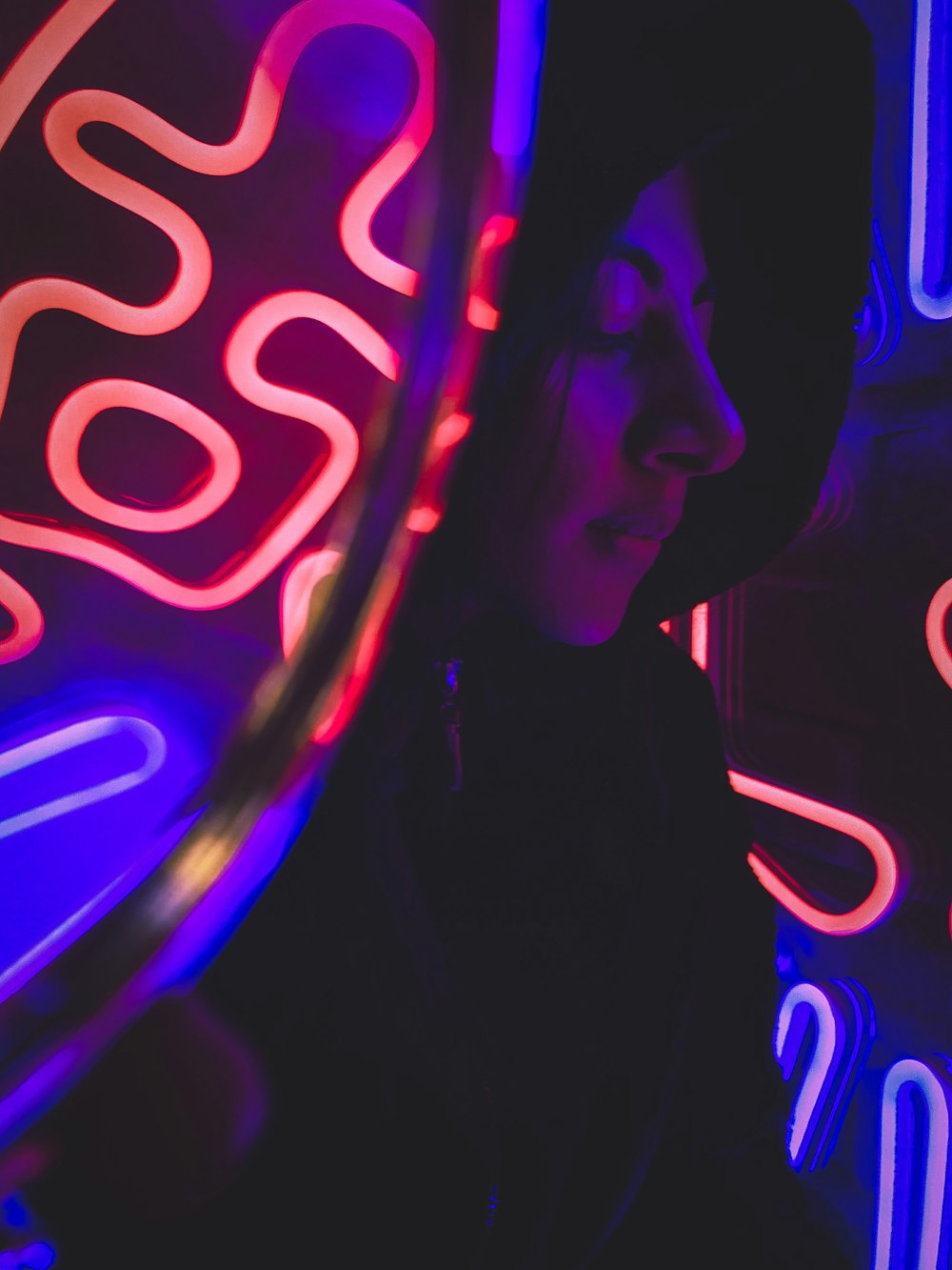 woman standing near lighted light