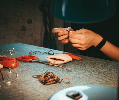 person working on table