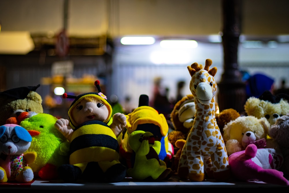 assorted animal plush toys