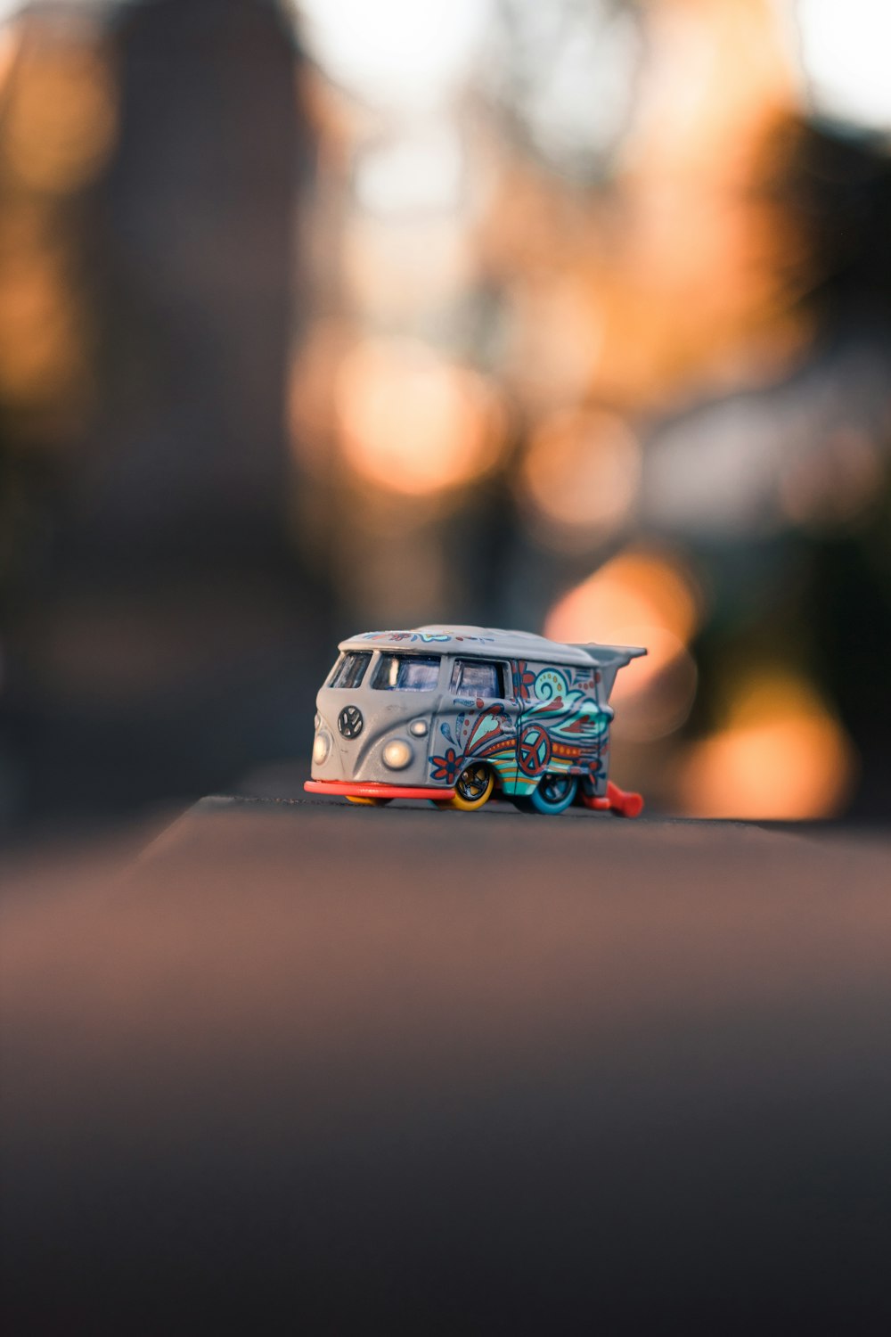 white Volkswagen bus die-cast metal car