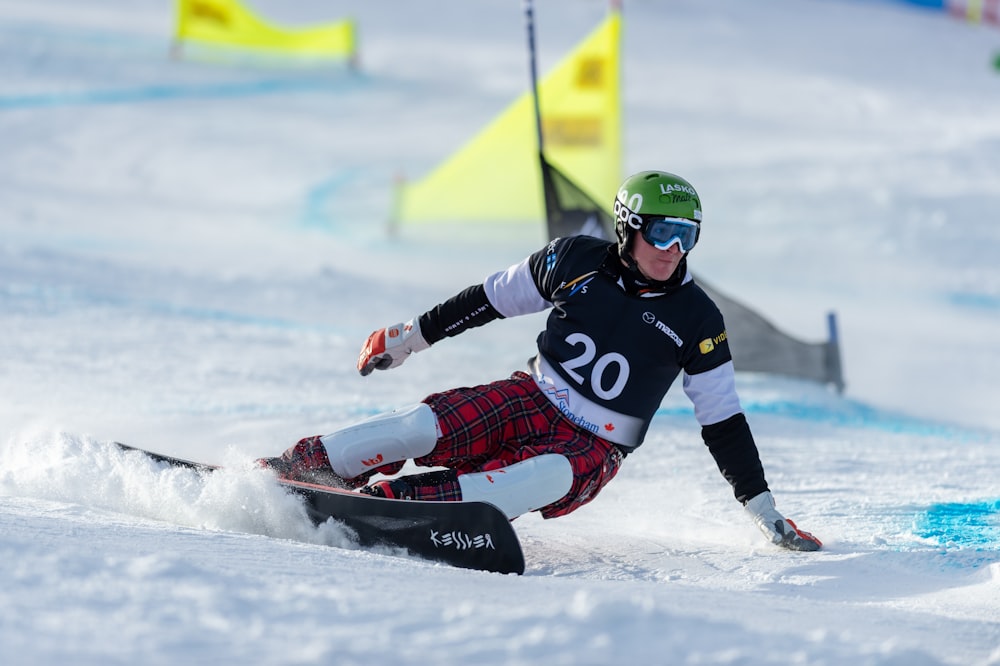 man snowboarding