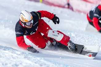 man snowboarding