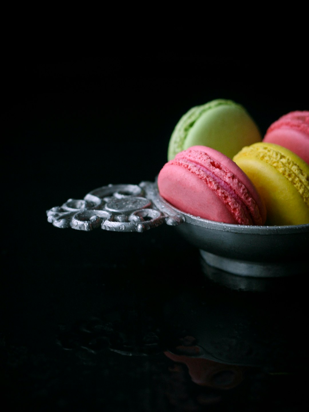 macaroons on gray plate