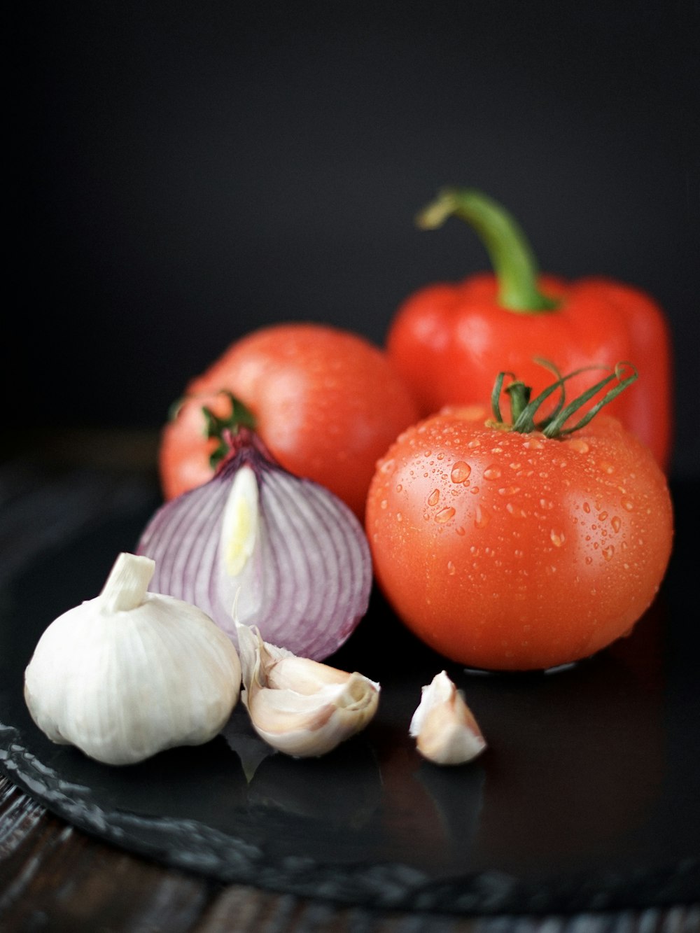 tomatoes, onion, and garlic