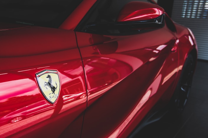red Ferrari car