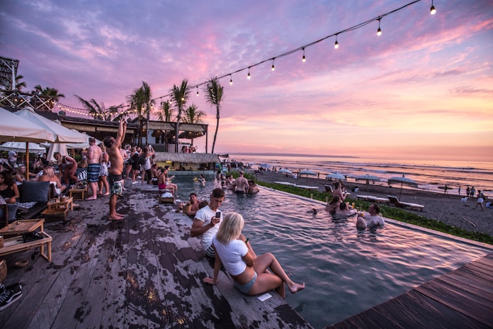 people in swimming pool in Canggu