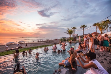 Bali beach tourists