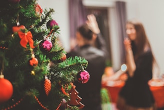 selective focus photography of Christmas tree