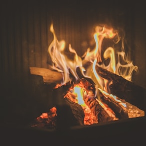 brown fireplace