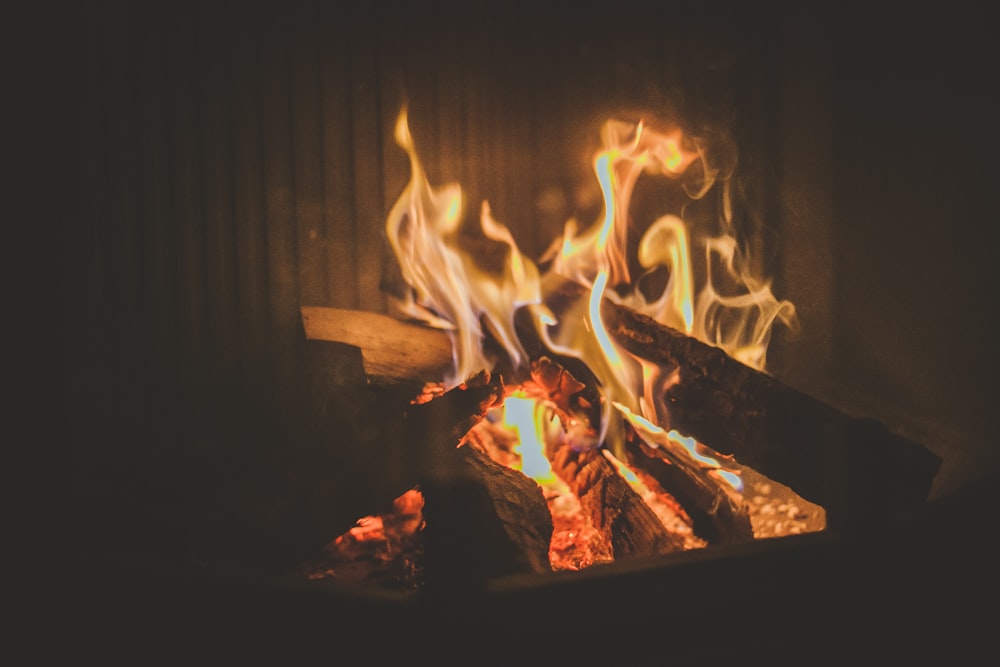 brown fireplace