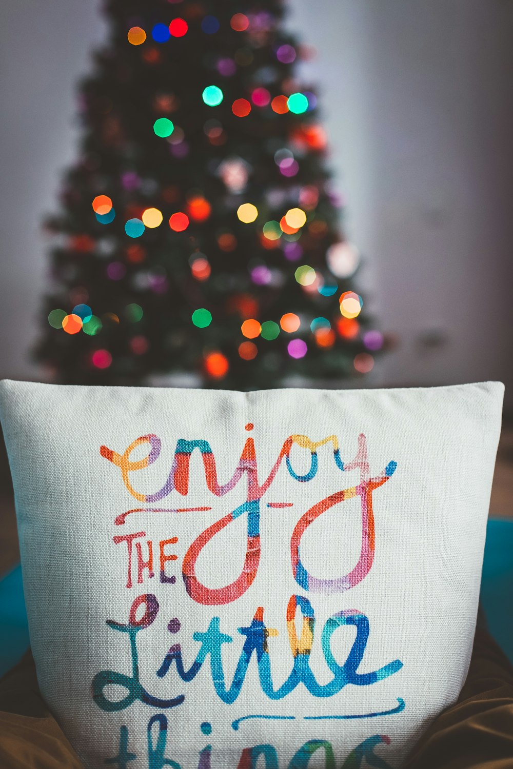 white and blue printed throw pillow