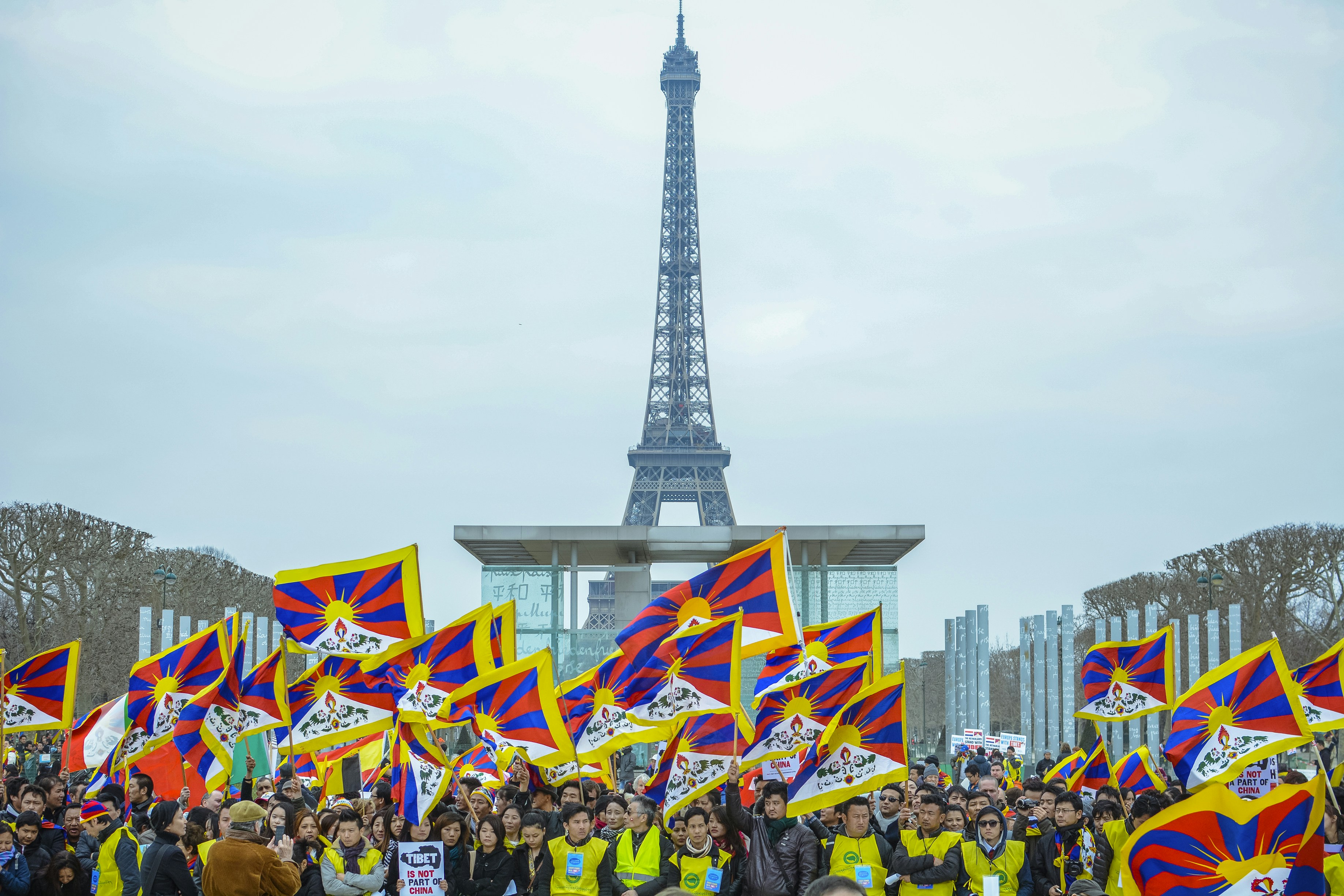 May Day workers rally colorful flags solidarity march