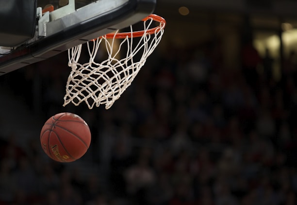 ball under basketball ring