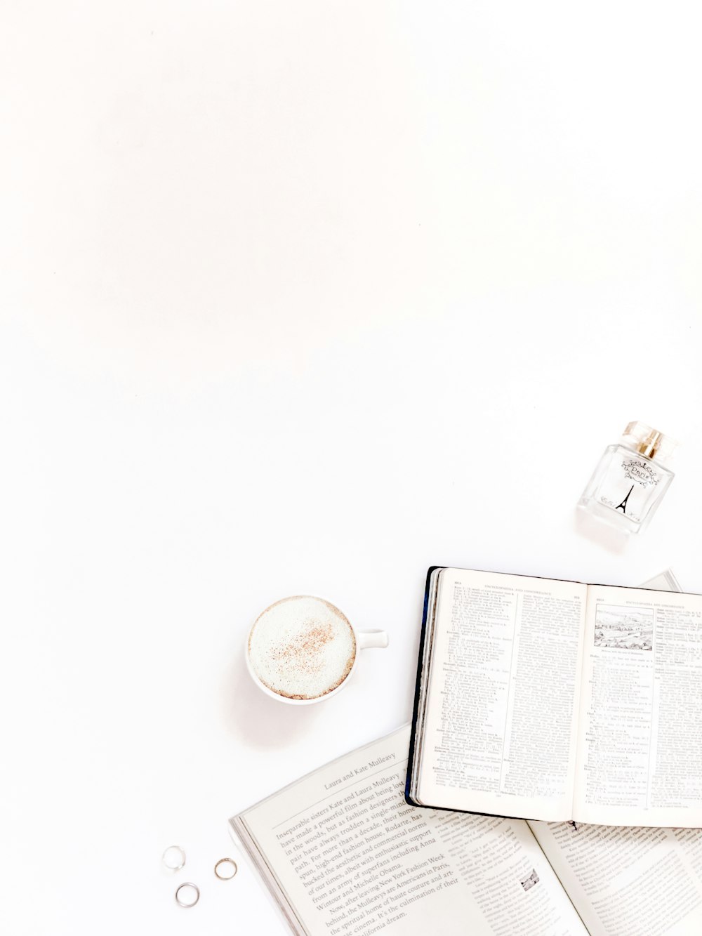 books beside coffee latte