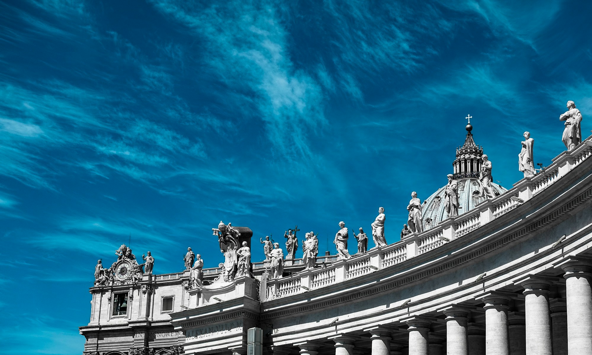 statues on top of building