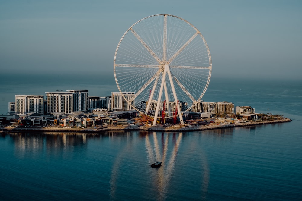 gray ferris wheel on island