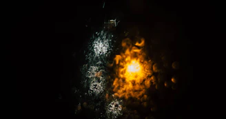Abstract dark space with silver-white light signals representing 'Astraen Origins.'