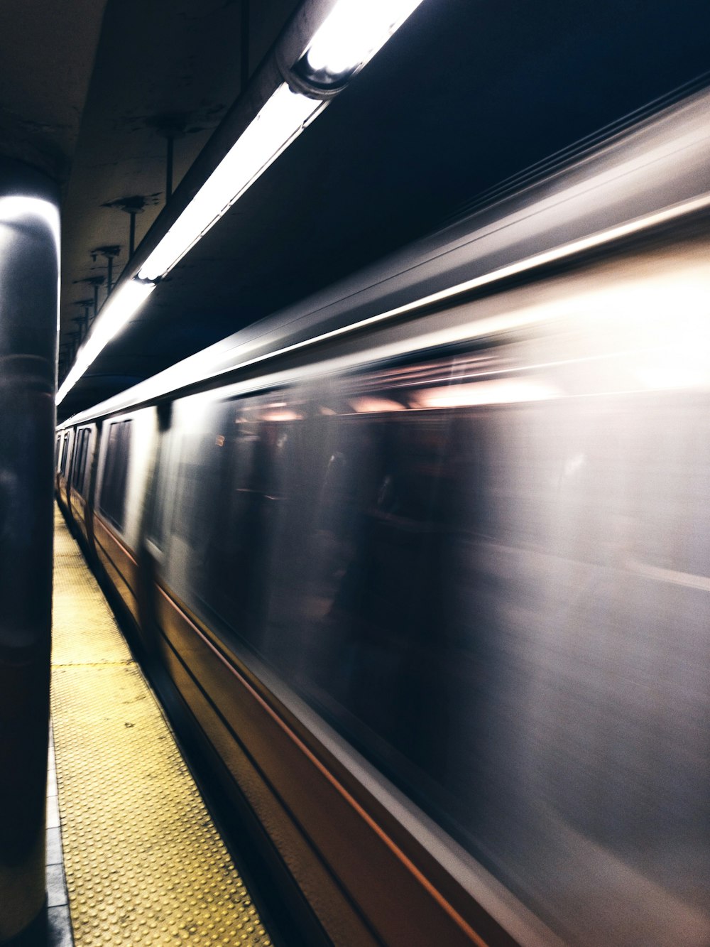 passing gray train