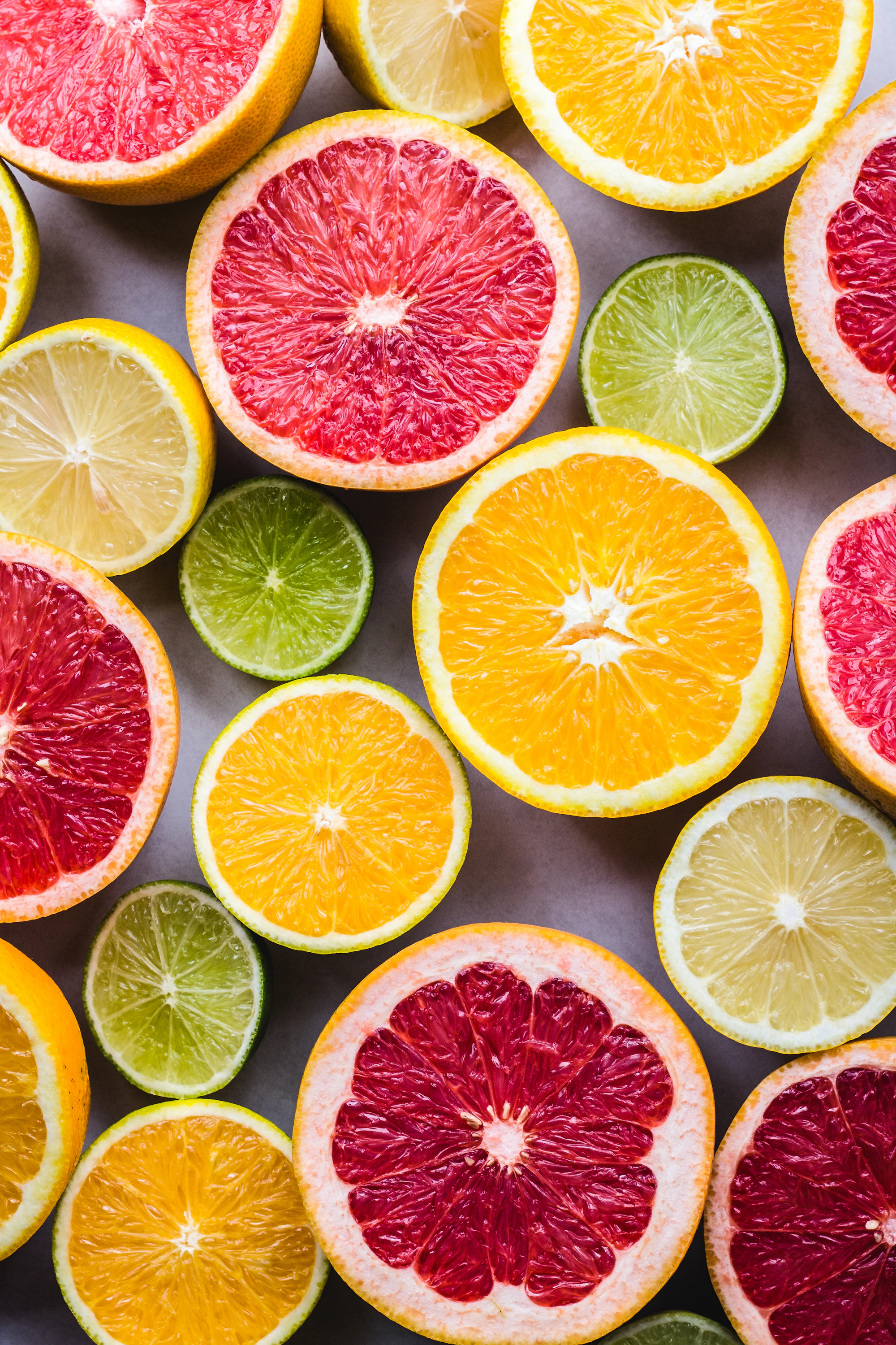 Bright citrus laid out flat