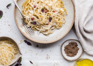 pasta on plate with fork