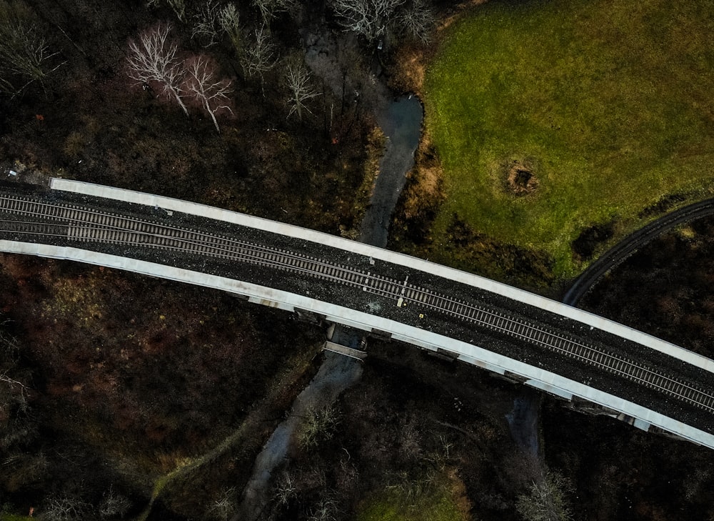 aerial photography of railroad