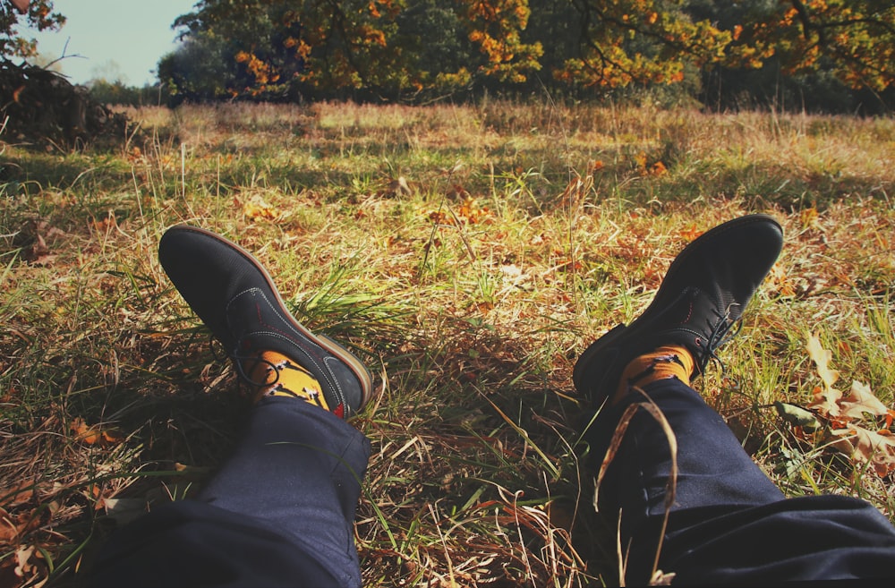 person sitting on grass field