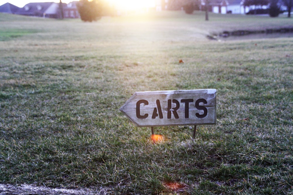 brown wooden signboard with Carts sign